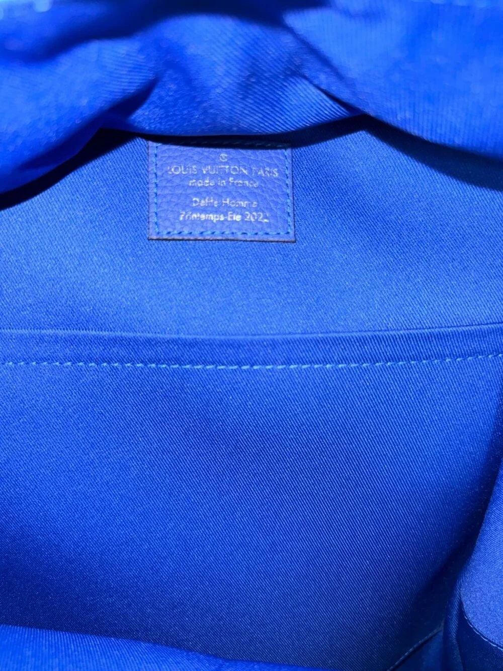 Virgil Abloh Blue and Neon Green Gradient  Taurillon Multipocket Backpack